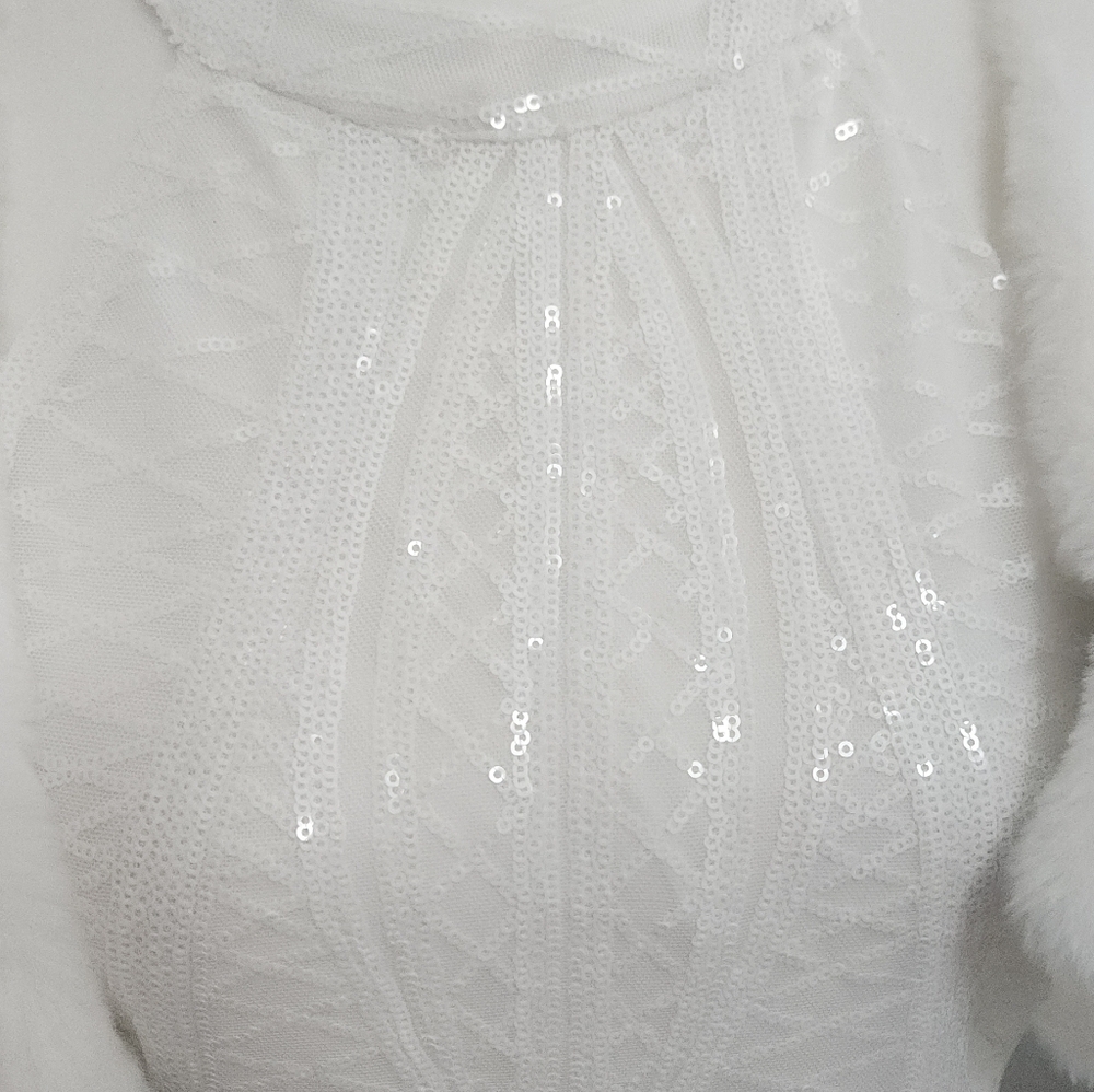 Bachelorette Bundle NWT Sequined Dress And Faux Fur Stole - Picture 3 of 11